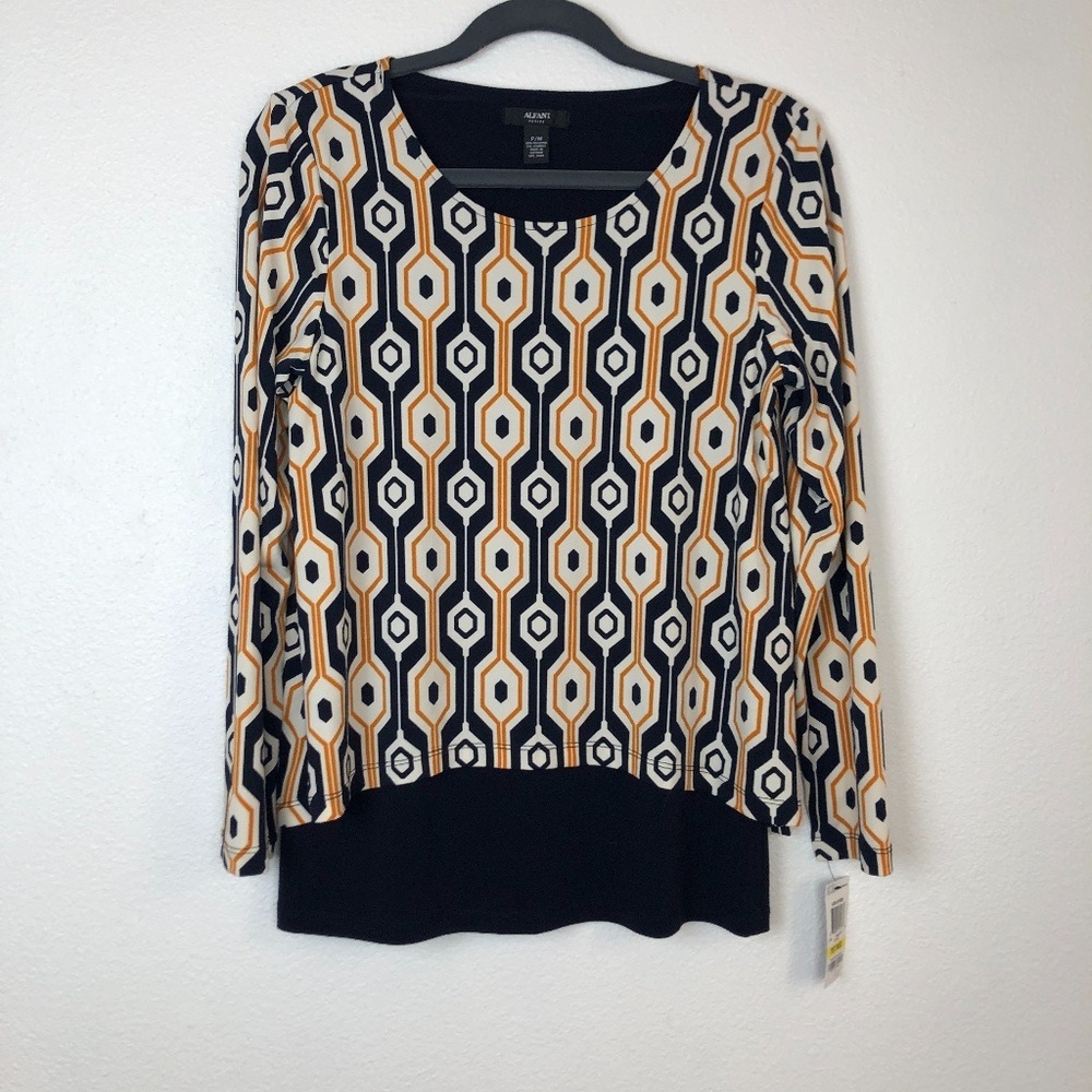 NWT Alfani Luxe Layers Keyhole blouse size M